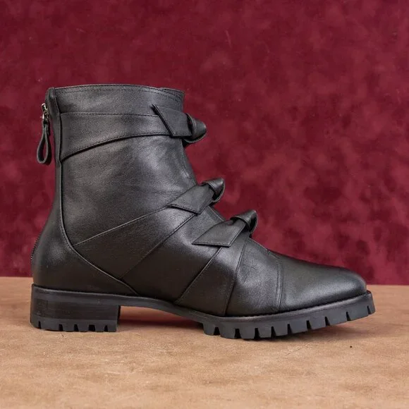 Alexandre Birman Wmn Lolita Black Leather Waterproof Combat Boots 8.5US EUR39 - Picture 8 of 8